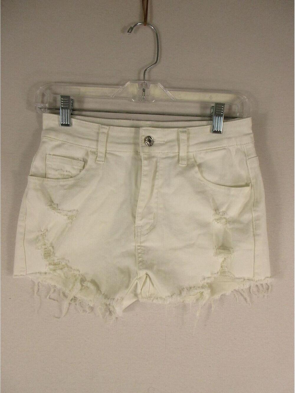 SHEIN Shorts Womens M White Distressed Frayed Hem Denim Cutoff Casual Summer